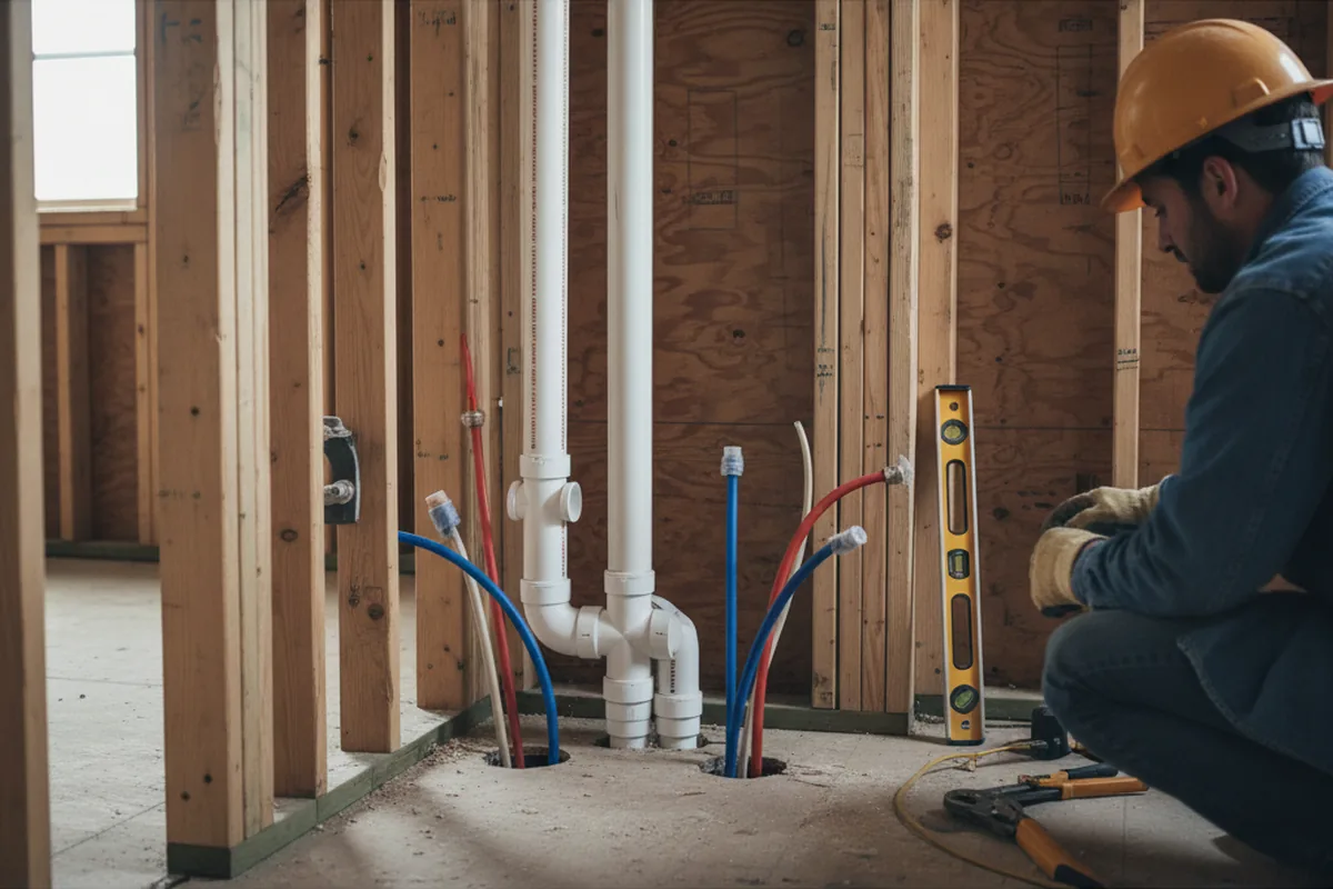 Drain and supply rough-in during Toilet Repair and Installation in Somerset