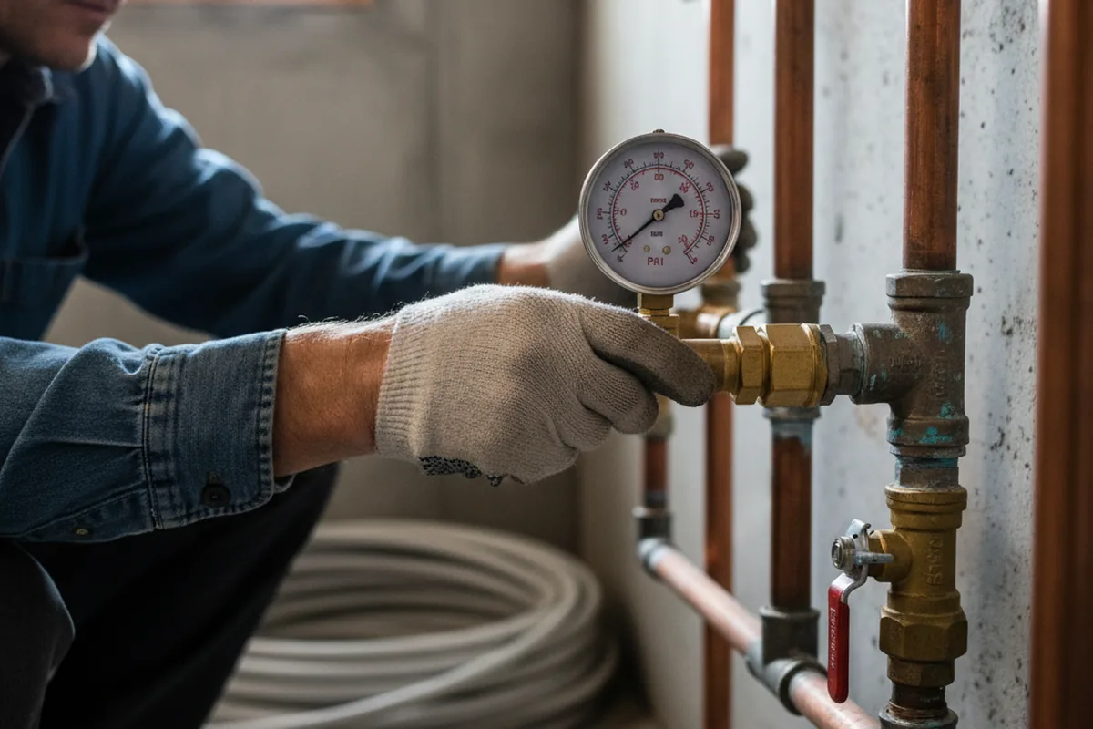 Pressure testing a repaired line during Water Line Repair in Somerset